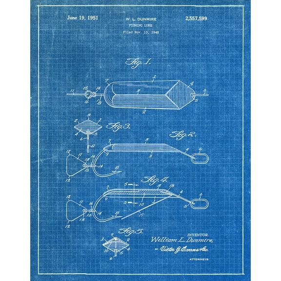 Original Fishing Lure Artwork Submitted In 1951 - Fishing - Patent Art Print