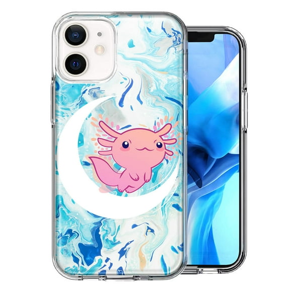 MUNDAZE For Apple iPhone 12 Pink Axolotl Moon Mable Design Double Layer Phone Case Cover