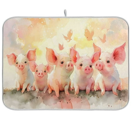 

Many Pigs Dish Drying Mat Dish Drainer Rack Mats Water Absorbent Non-Slip Easy Clean Heat Resistant for Kitchen Counter