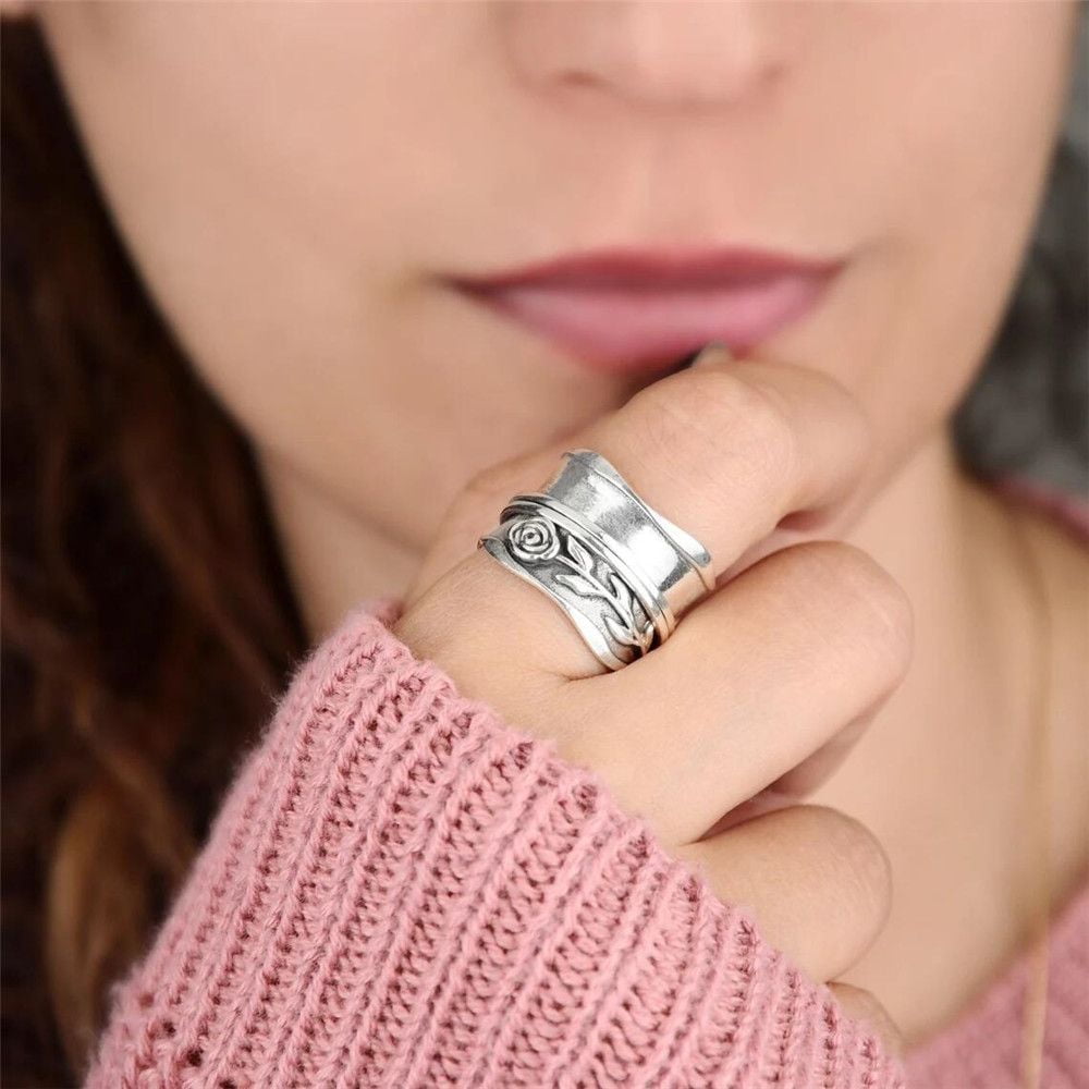 Spinner Sunflower Ring for Women Sterling Silver | Sunflower ring, Sterling  silver, Silver