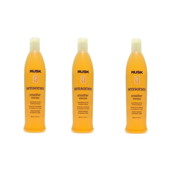 RUSK Smoother Anti-Frizz Passionflower & Aloe Shampoo 13.5oz (Pack of 3)