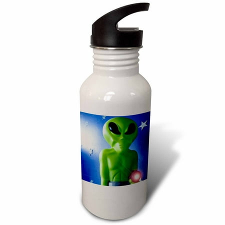

3dRose Green alien with ray Roswell New Mexico - US32 JMR0111 - Julien McRoberts Sports Water Bottle 21oz