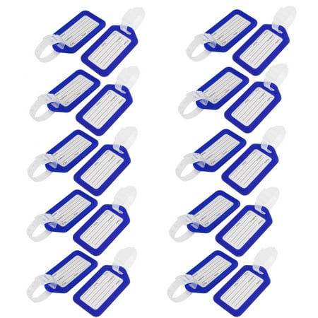 Unique Bargains Suitcase Rectangle Design Blue White Plastic ID Name Label Luggage Tag 20 Pcs
