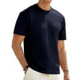 thumbnail image 3 of Luvrsol Mens T-Shirts Solid Casual Breathable Round Neck Jacquard Short Sleeve Tee, S-3XL, 3 of 6