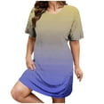 thumbnail image 2 of Fnooota Women's Plus Size Dresses, Summer Loose Short Sleeve Gradient Midi Dresses Yellow Size XL, 2 of 7