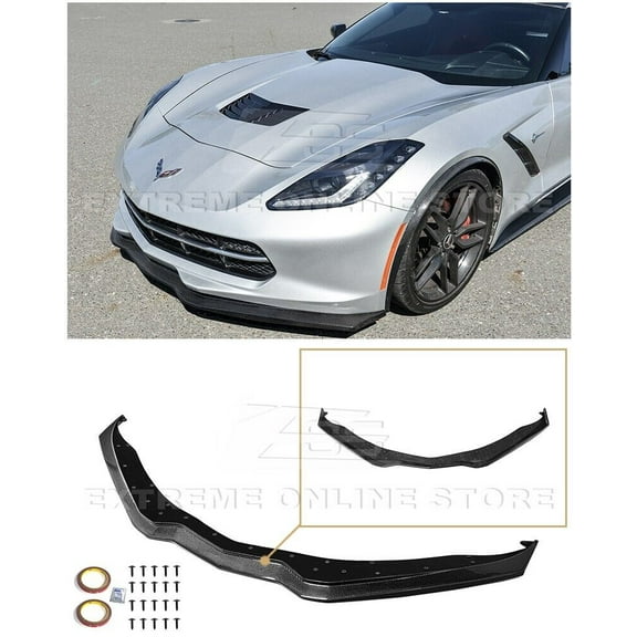 Extreme Online Store for 2014-2019 Chevrolet Corvette C7 | Z06 Z07 Stage 2 Style Carbon Fiber Front Bumper Lower Lip Splitter