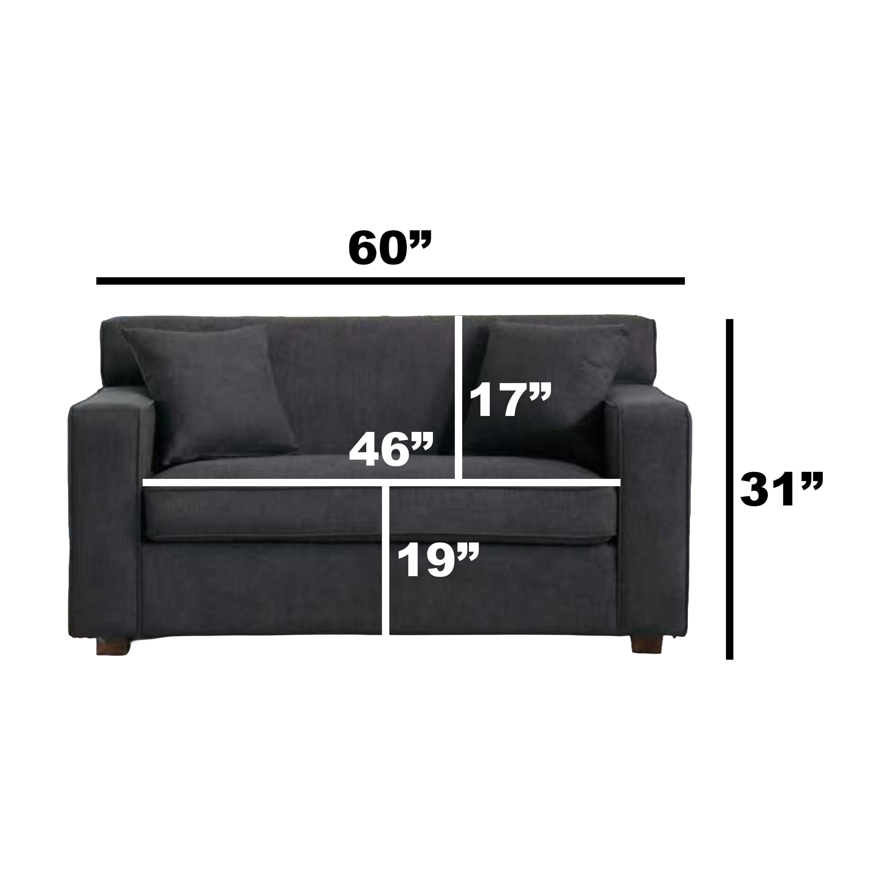 60" Modern Sleeper Chair Bed with Pull Out Twin Mattress & Pillows, Gray