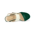 thumbnail image 4 of BLISSFUL STEP Sandales Slingback Style Couleur Contrastante Talon Épais Grand Cercle Boucle Sandales Vert Blanc 10, 4 of 7