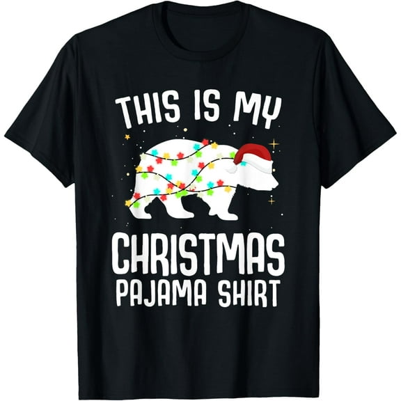 Polar Bear Christmas Pajama Santa Bear Lover T-Shirt men and women can wear, black, white, gifts