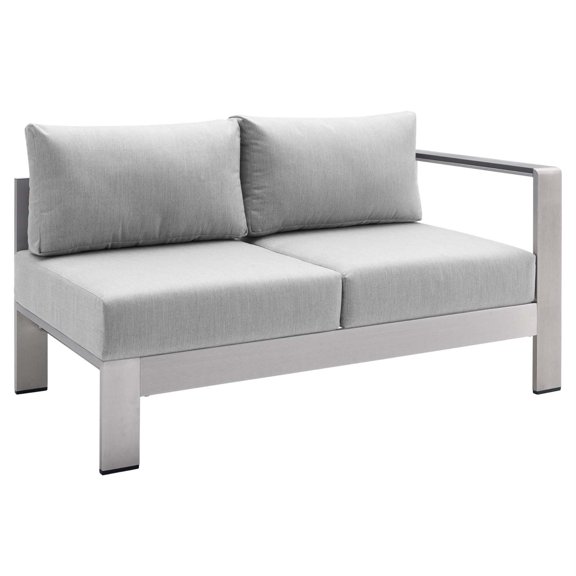 Ergode Shore Sunbrella Fabric Aluminum Outdoor Patio Right-Arm Loveseat - Silver Gray