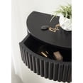 thumbnail image 4 of Kate and Laurel Reid Ribbed Wooden Floating Side Table, 20 x 11 x 6, Black, Modern Wood Floating Nightstand with Storage Drawer for Apartment or Dorm Room Decor, 4 of 10