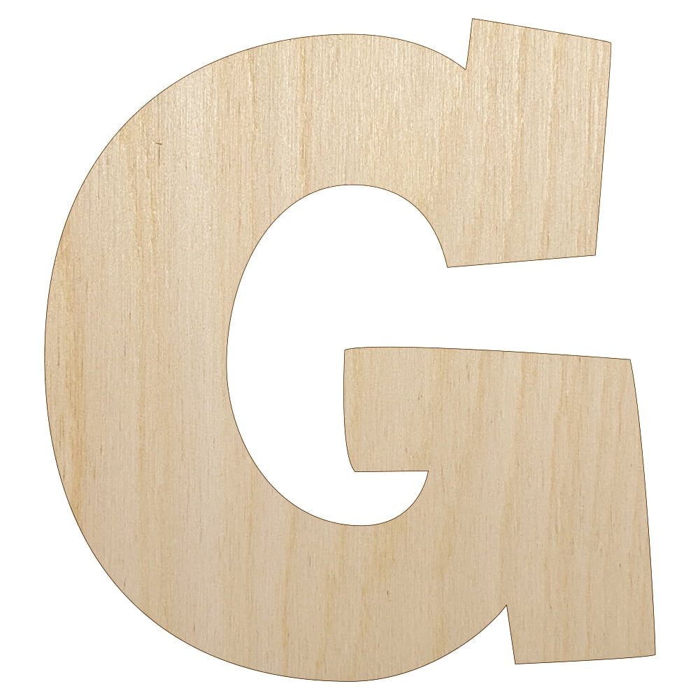 Letter G Uppercase Fun Bold Font Wood Shape Unfinished Piece Cutout