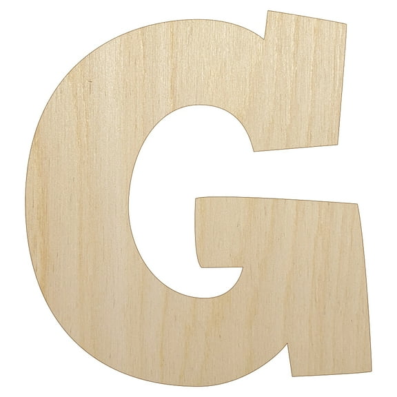 Letter G Uppercase Fun Bold Font Wood Shape Unfinished Piece Cutout Craft DIY Projects - 4.70 Inch Size - 1/8 Inch Thick