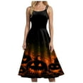 thumbnail image 5 of TTUHYWXI Halloween Dresses for Women 2025 Vintage 50s Spaghetti Strap Scary Graphic A Line Midi Dress for Cocktail Party (Orange, XXL), 5 of 6