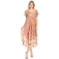 thumbnail image 5 of Sakkas Bree Long Embroidered Cap Sleeve Marbled Dress - Burnt Sienna - One Size Regular, 5 of 5