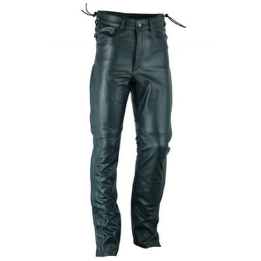 Daniel Smart Motorcycle Leather Chaps - All Season Unisex Biker Pants With Thermal Liner & Adjustable Fit