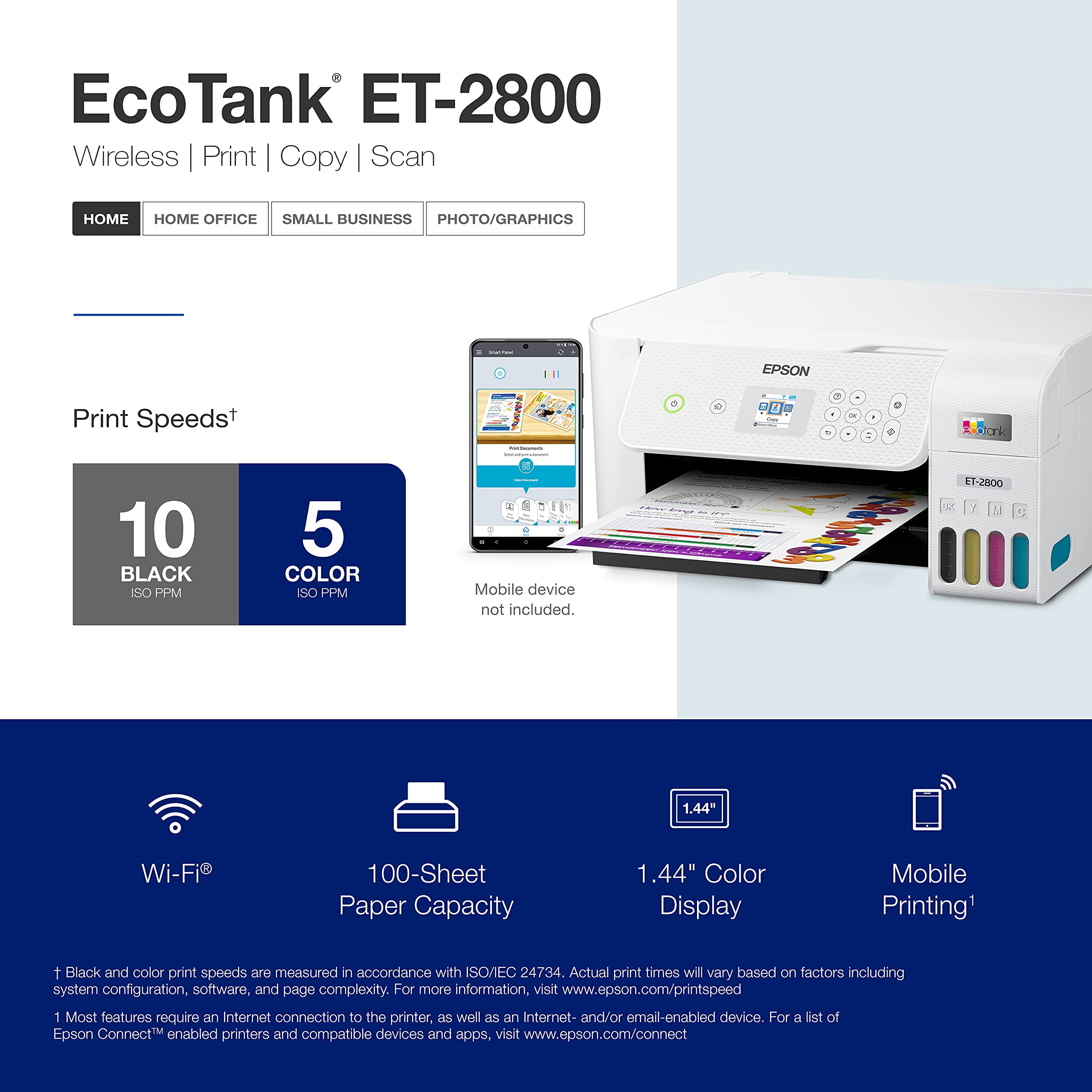 Epson EcoTank ET-2800 Wireless Color All-in-One Cartridge-Free Supertank  Printer with Scan and Copy White - Micro Center