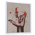 thumbnail image 3 of Designart 'I Love You Hand Sign With Romantic Couple' Modern Framed Canvas Wall Art Print, 3 of 5