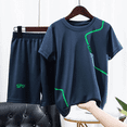 thumbnail image 4 of Leey-World Boys 2 Piece Athletic Outfits Short Sleeve Sport T-shirt and Shorts Summer Casual Clothes for 6-12 Years(Navy,3-4 Years), 4 of 8