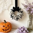 thumbnail image 4 of Halloween Wreath, Halloween Swags Wreaths, Black Cabinet Hanging Wreaths, Halloween Candle Rings for Front Door Home Wall Decor Party Outdoor Indoor Halloween Decorations, White, 4 of 6