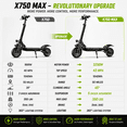 thumbnail image 2 of AJOOSOS X750 MAX Electric Scooter, 43 mph Max Speed, 50 Miles Long Range, 3200W Motor, Foldable Scooter Electric for Adults, 2 of 8