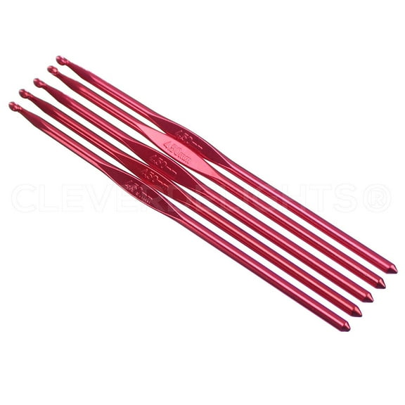 5 Pack - CleverDelights Size G/H (Size 7) Aluminum Crochet Hooks - 6" Length - 4.5mm Diameter