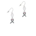 thumbnail image 2 of Delight Jewelry Silvertone Scroll Ribbon with Pink Crystal Silvertone Leaf French Earrings, 2 of 5