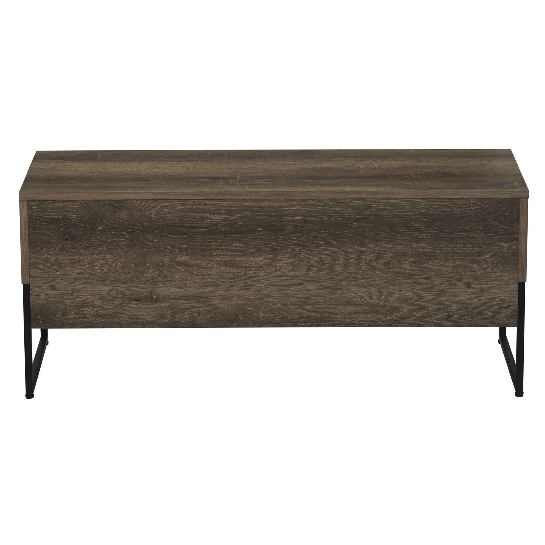 Household Essentials Wrap TV Stand with Rectangular Storage Compartment Ashwood Rustic Wood Grain and Black Metal