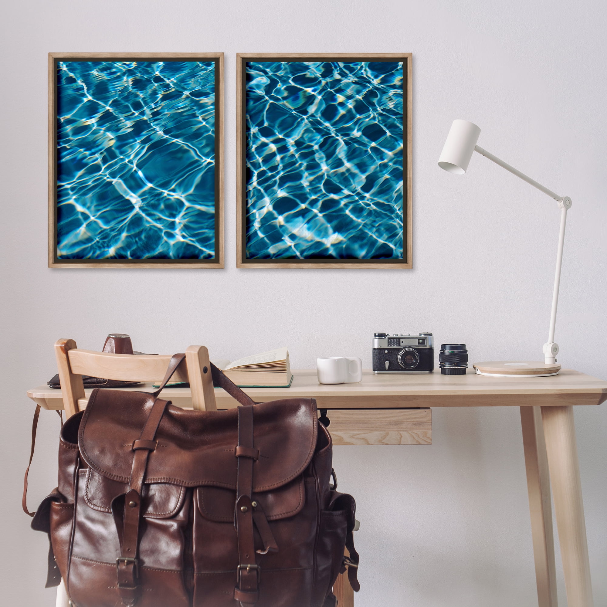Stupell Industries Inviting Clear Pool Water Nautical & Beach Painting Brown Floater Framed Canvas Art Print Wall Art, 31 x 25, Set of 2