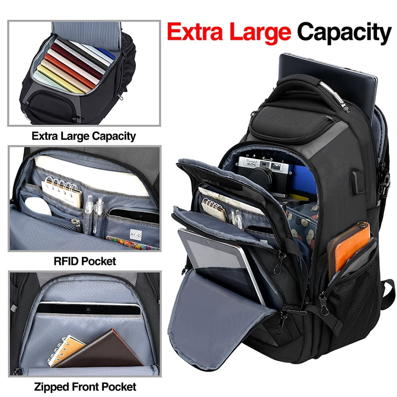 KROSER Travel Laptop Backpack 18.4 Inch XXXL Gaming Backpack with Hard Shell Saferoom RFID Pockets Water-Repellent Business College Daypack Stylish Laptop Bag for Men/Women