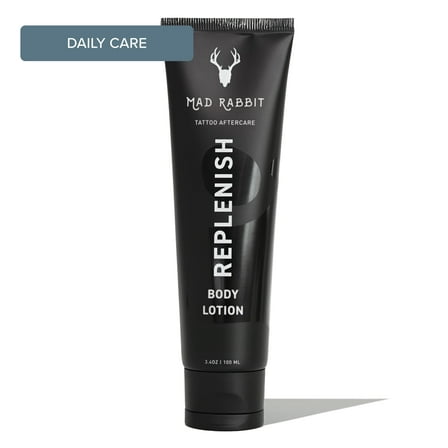 Mad Rabbit Replenish Tattoo Body Lotion for All Skin Types, Non-Greasy & Silicone-Free, 3.4 fl oz