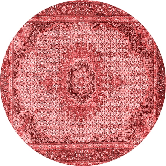 Ahgly Company Indoor Round Medallion Red Traditional Area Rugs, 7' Round