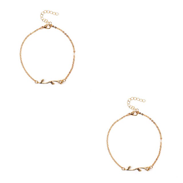 Qarigey Pulseras de tobillo Joyería estética Aleación sólida Estilo simple Rosas Regalos para el día de San Valentín Accesorio de moda Tobilleras Oro 2piezas Qarigey CBP253331