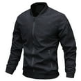 thumbnail image 2 of Timoontee Men's Fall Jacket Casual Stand Collar Jacket Solid Zip Up Jacket Lightweight Breathable Quick Dry Jacket for Hiking Running Workout Black XXXXL, 2 of 4