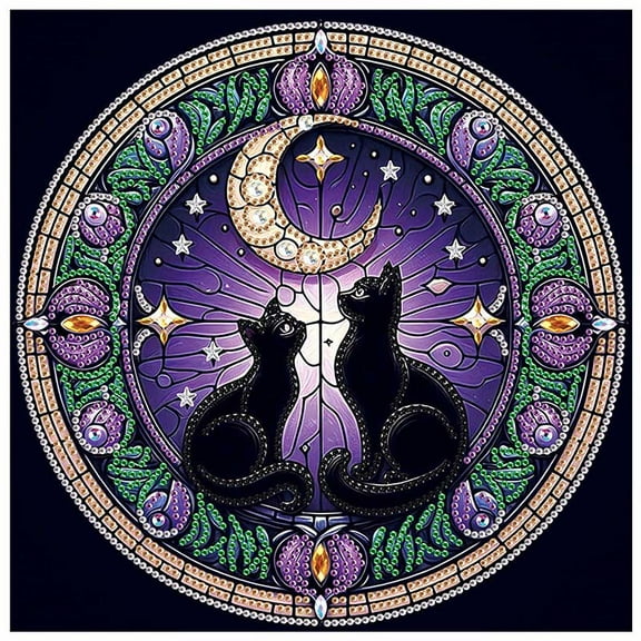 5D DIY Diamond Painting Kit, Round Cat Suitable for Adults Special Diamond DIY Art Kit for Home Decoration and Gift Selection