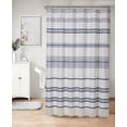thumbnail image 2 of Stripe Modern Farmhouse Cloth Fabric Shower Curtain with Tassels，Luxury 100% Cotton Shower Curtain Bathroom Decor,72" W x 72" H，Navy Blue, 2 of 7