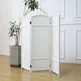 thumbnail image 3 of Furnnylane 3 Panel Rattan Divider Short Room Partition Screen,Double Sided Folding Divider for Room Separation,White,47.2" H x 47.2" W, 3 of 6