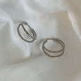 thumbnail image 4 of Linyer Women Fashion Double-Layer Personality Silver Color Metal Line Hoop Earrings Retro Jewelry Geometric Gifts Party, 4 of 8