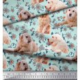 thumbnail image 2 of Soimoi Polyester Crepe Fabric Floral,Book & Golden Retriever Dog Printed Craft Fabric by The Yard 52 Inch Wide, 2 of 3