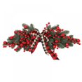 thumbnail image 1 of Guirlande de Noël Pré-Éclairée avec Ruban Nœud Baies Rouges pour Décoration de Porte avant Fenêtre Escalier Extérieur, 1 of 10