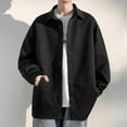thumbnail image 4 of Styesk Jackets for Men Man Solid Color Button Loose Large Size Lapel Coat, 4 of 7
