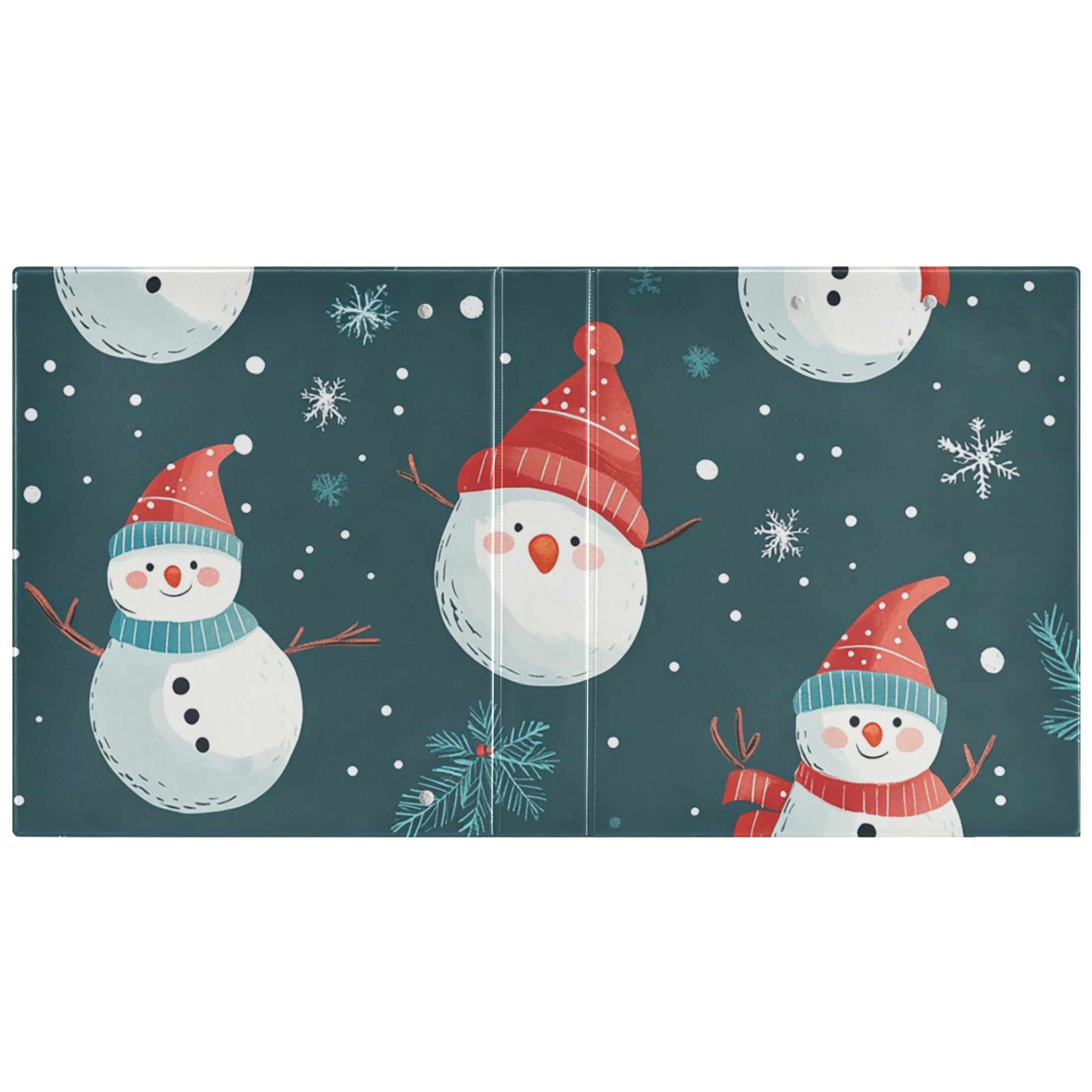 Snowman Christmas 3 Ring Binders 1.5 inch Hardcover File Folders with Interior Pockets A4 Size Organizer for School Office Hospital