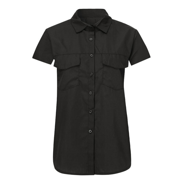 WTXUE Button-Up Shirts Short Sleeve, Notch Neck Shirts for