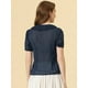 thumbnail image 3 of Allegra K Blusa Informal De Manga Corta Con Escote Plisado Y Lazo para Mujer Azul oscuro M, 3 of 4