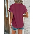 thumbnail image 2 of Women's Casual Crew Neck Short Sleeve Hollow Out Lace Embroidered Blouses Shirts, 2 of 2