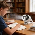 thumbnail image 5 of Clip-On Mini Fan with Digital LED Display, 4-Speed Portable Tabletop/Car Vent Fan, 360° Rotation, USB Type-C, Rechargeable 18650 Battery, White, 8 cm, 5 of 5