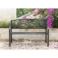 thumbnail image 4 of Steel Outdoor Patio Garden Park Seating Bench with Cast Iron Scrollwork Backrest, Front Porch Yard Bench Lawn Decor, 4 of 4