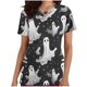 thumbnail image 2 of Puntoco Top de lactancia informal con cuello en V, manga corta y estampado de Halloween para mujer, 2 of 5