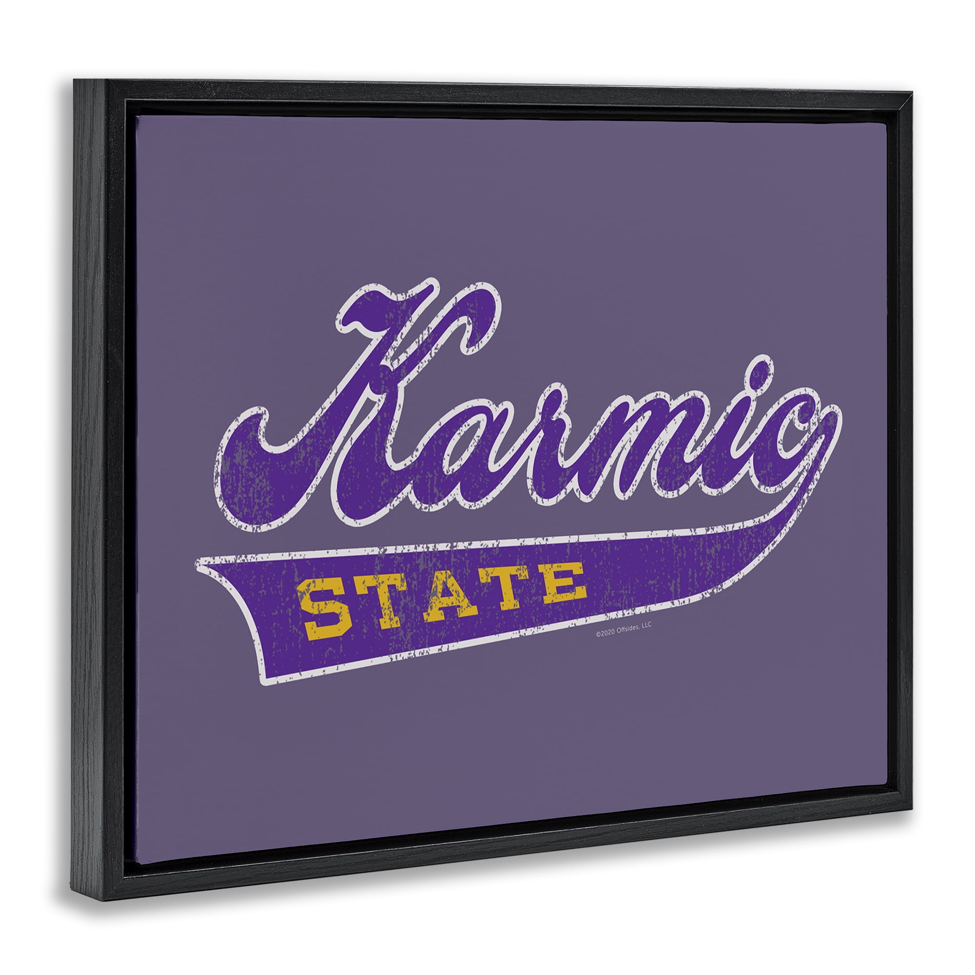 Stupell Industries Karmic State Varsity Text & Numbers Painting Black Floater Framed Canvas Art Print Wall Art, 21 x 17