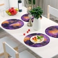 thumbnail image 6 of Ryvnso Graffiti Purple Marble Round Plate Mats Dining Table Placemat Set of 4 for Holiday Decoration, 6 of 7